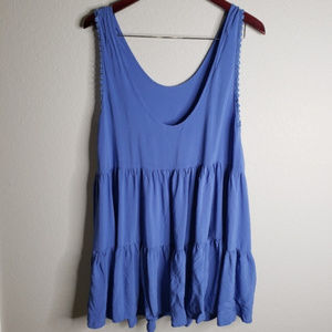 Anthropologie | Mavenie Blue flowy mini dress